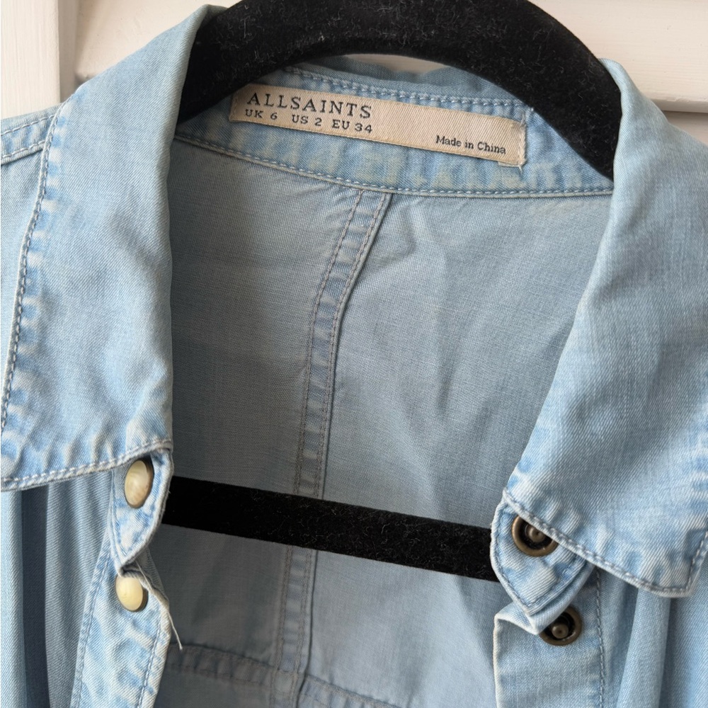 All Saints Light Blue Men's Shirt - Picture 2 of 3